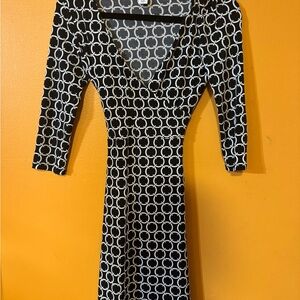 White House Black Market Black and White Asymmetrical Dress